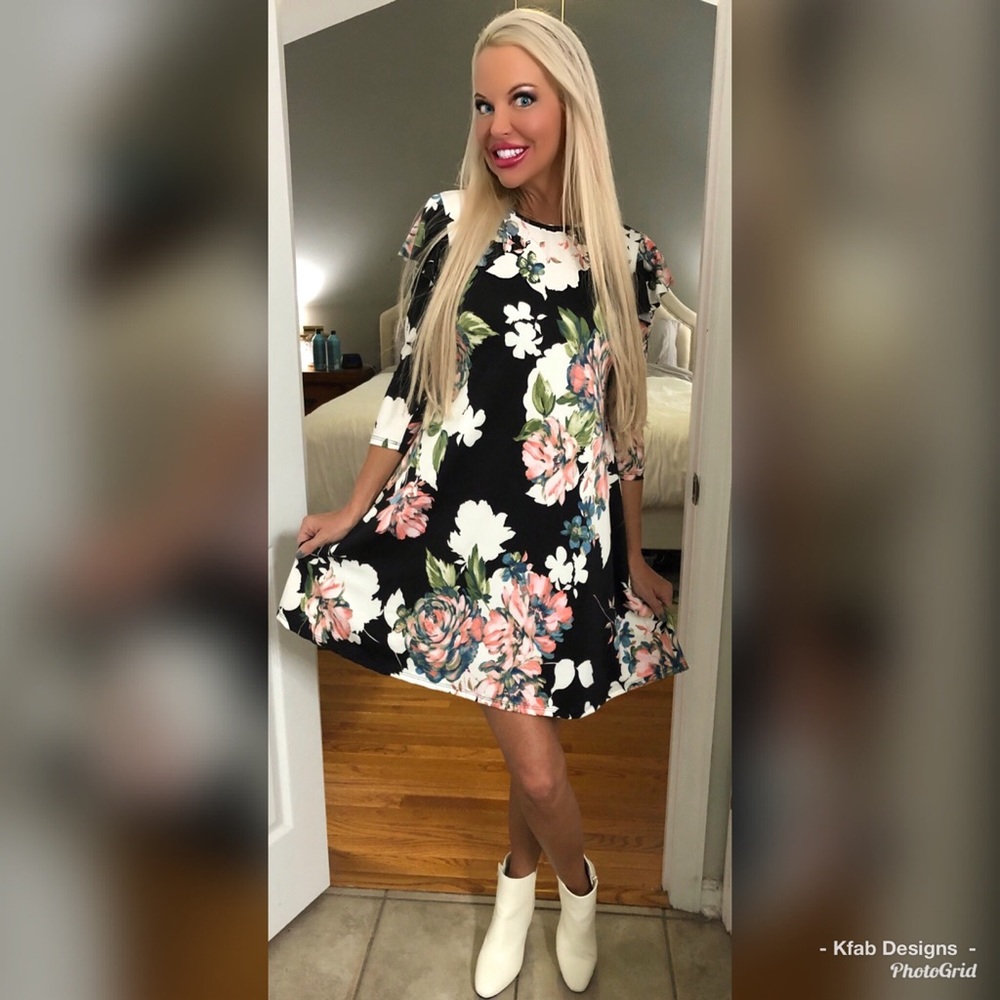 LAST 1! 💕BEST EVER  Black 3qtr Sleeve Dress💕 - Picture 3 of 4